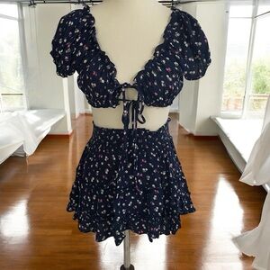 Blue Jasmine Navy Floral‎ Mini Dress Size Small
